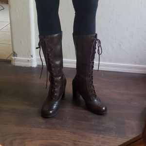 Brown lace up boots